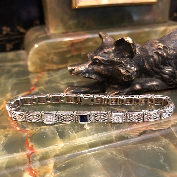 Art Deco 14kt white gold bracelet